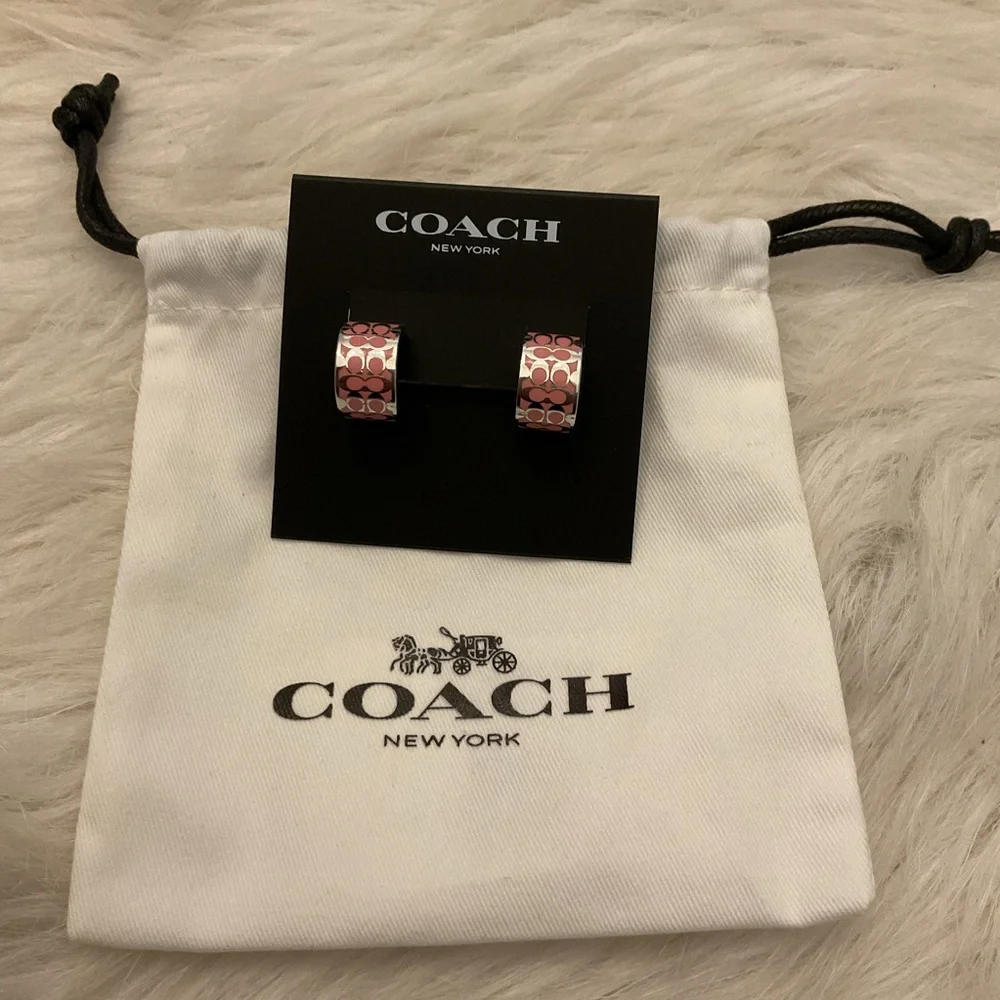 Coach Signature Huggie Earrings - Picture 2 of 5